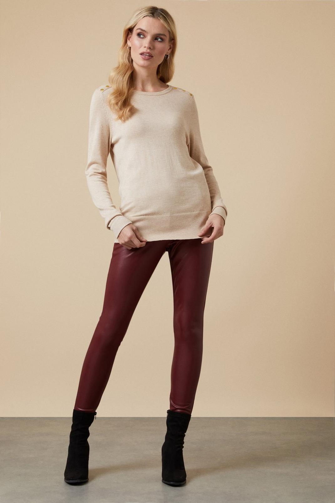Berry Faux Leather Leggings image number 1