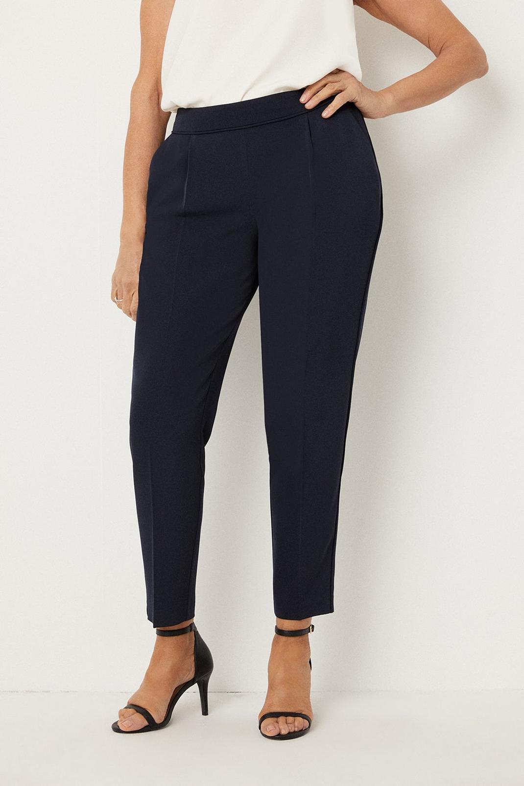 Navy Petite Pull On Trousers image number 1