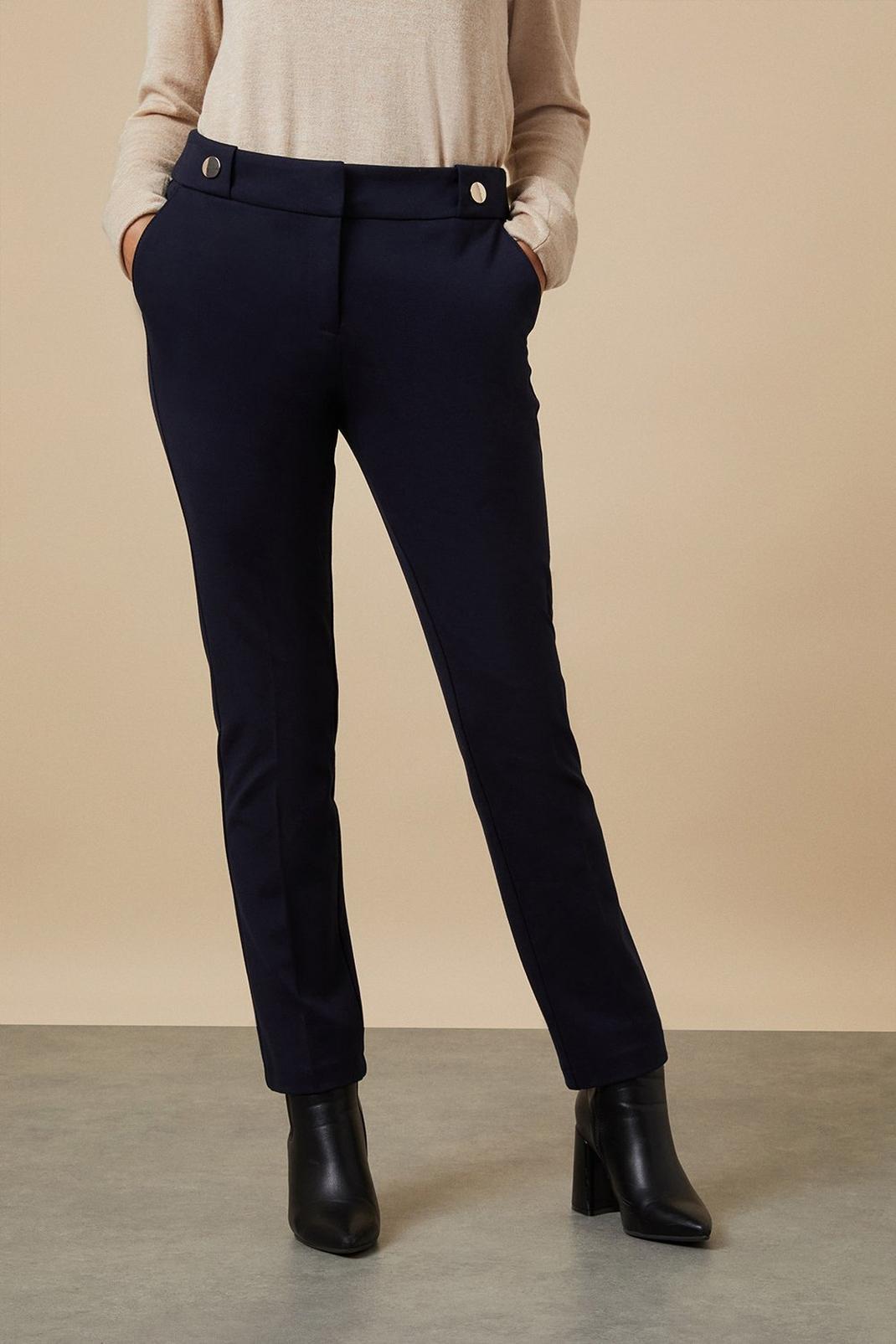 Petite Navy Ponte Trousers image number 1