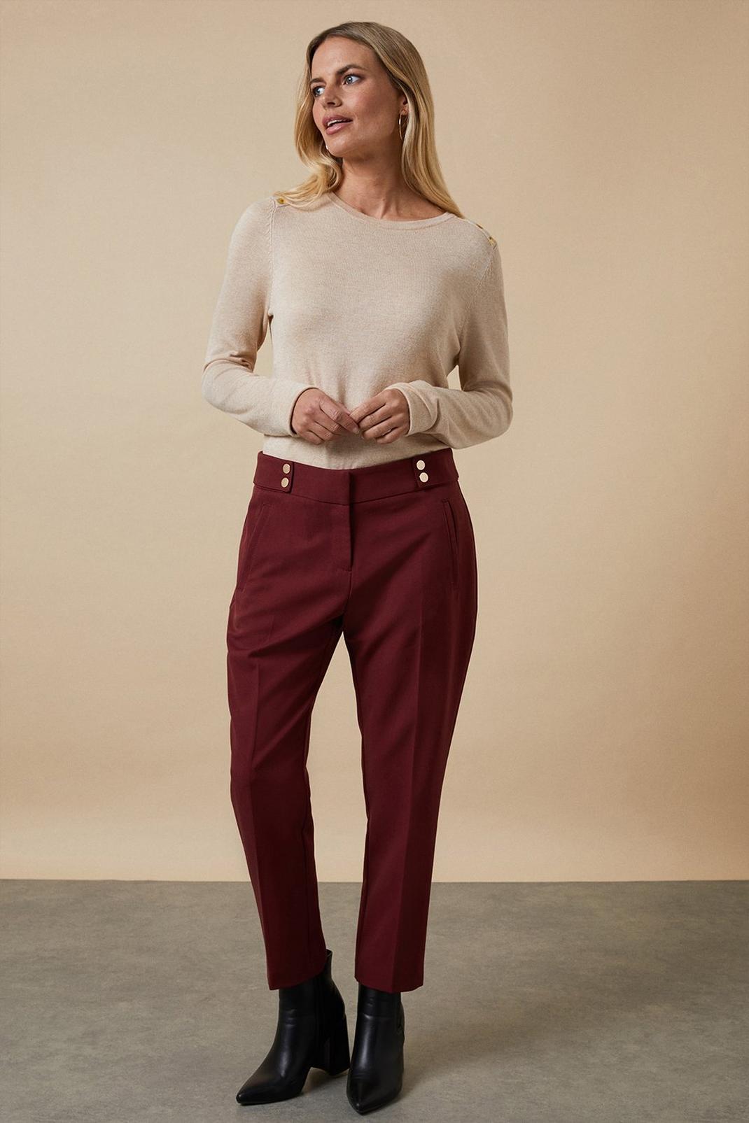 Petite Berry Smart Tapered Leg Trousers image number 1