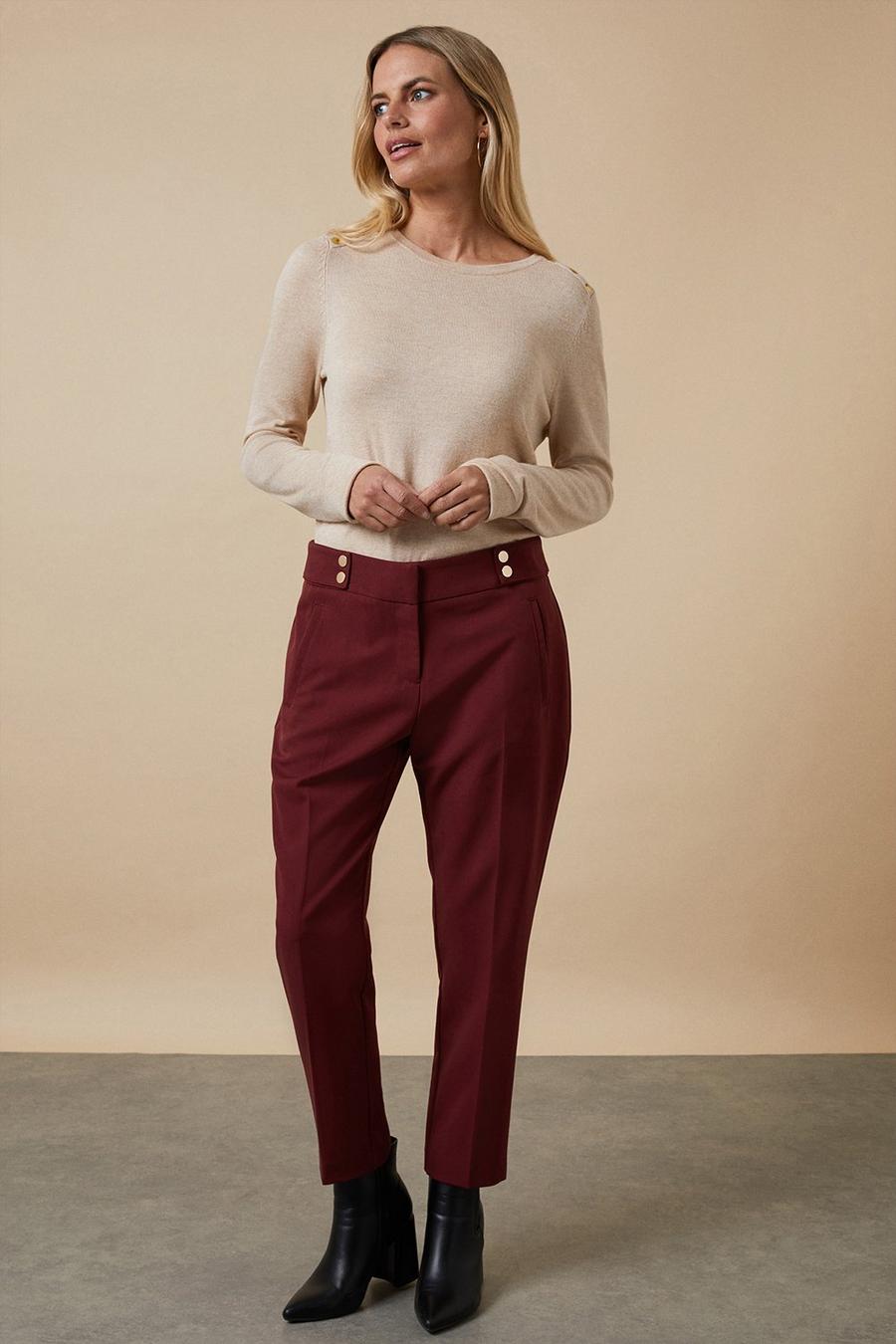 Petite Berry Smart Tapered Leg Trousers