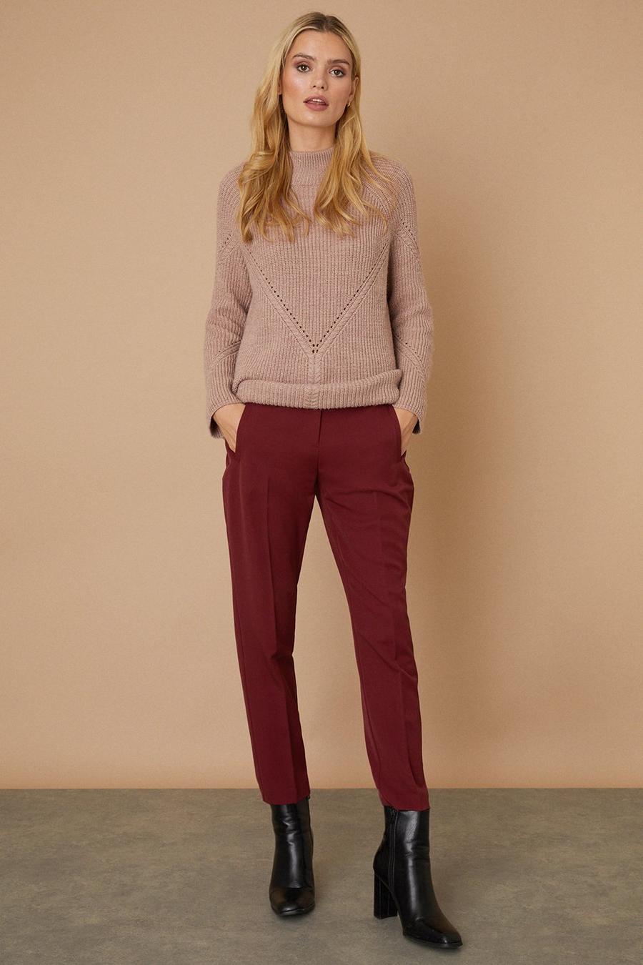 Berry Smart Tapered Leg Trousers