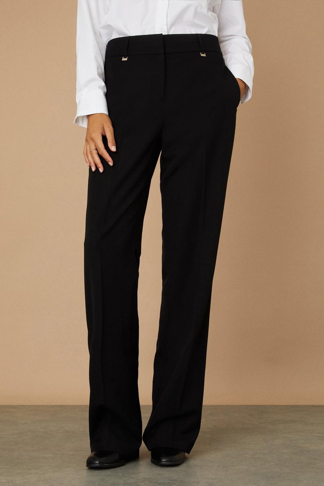 Tall Black Smart Bootcut Leg Trousers image number 1