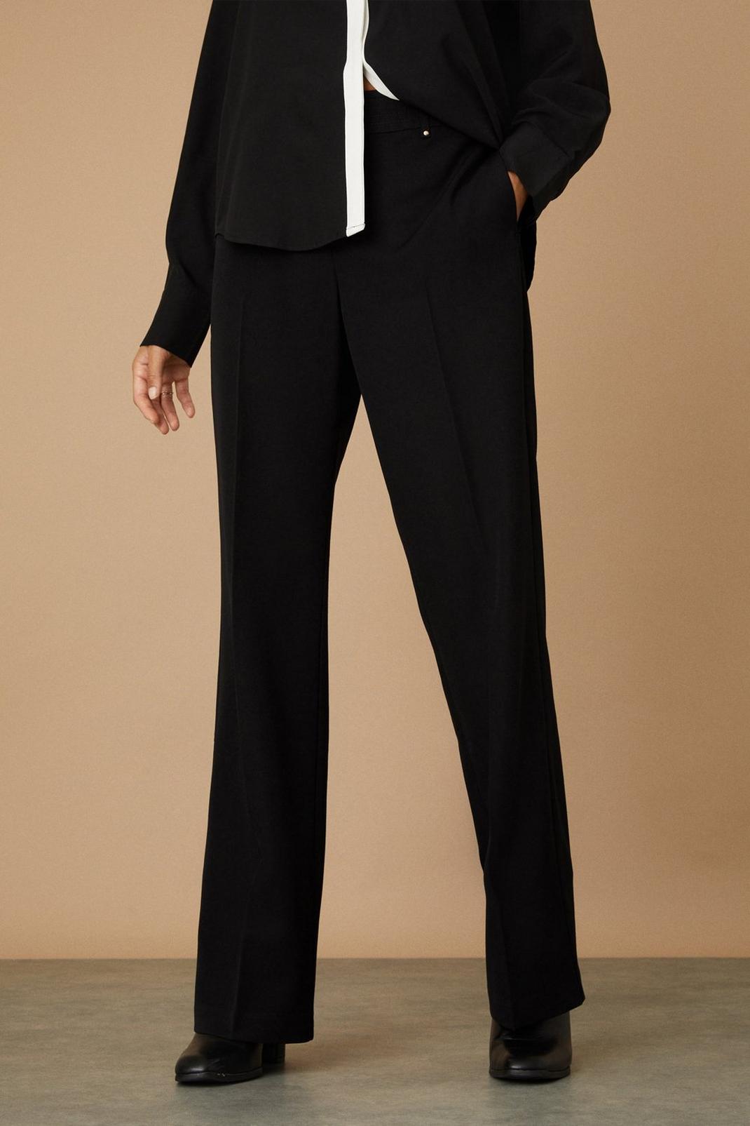Black Smart Wide Leg Trousers image number 1