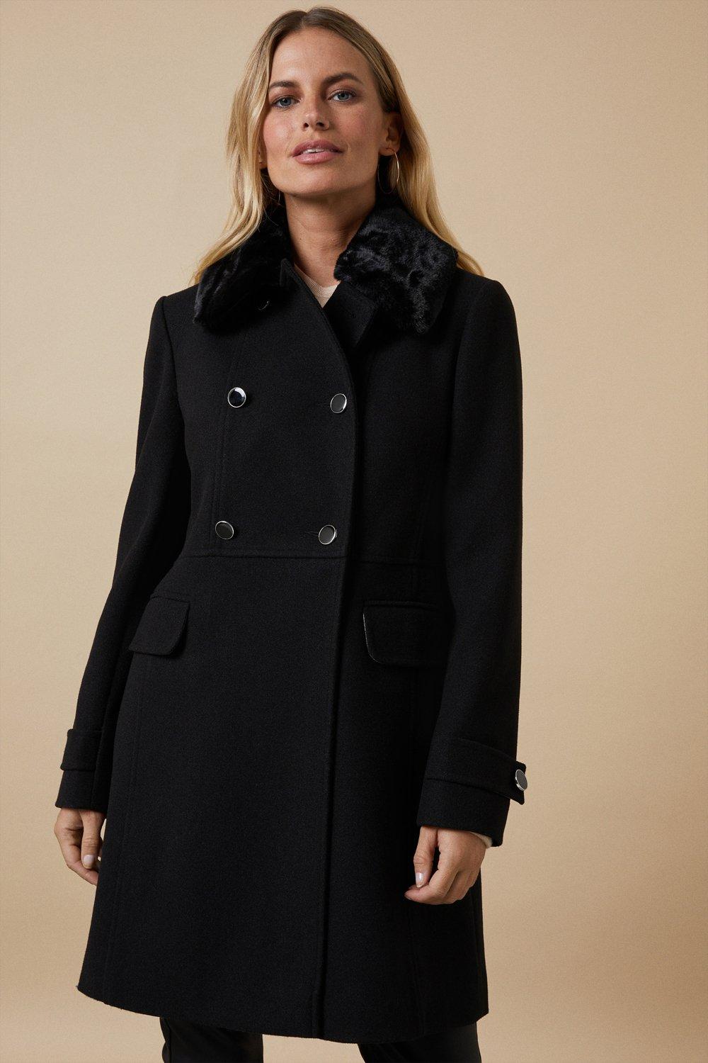 Black petite pea clearance coat