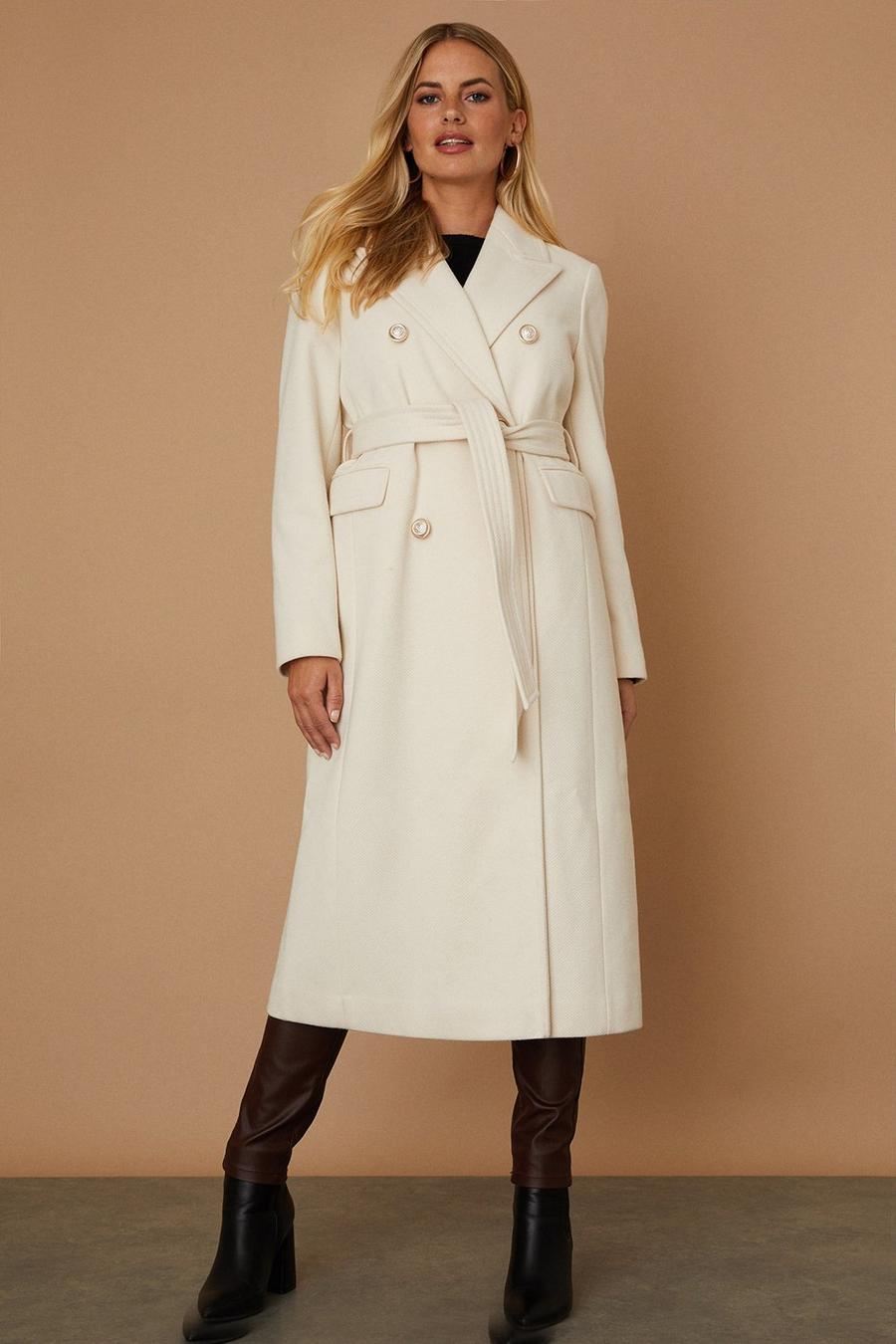 Petite Twill Belted Wrap Coat
