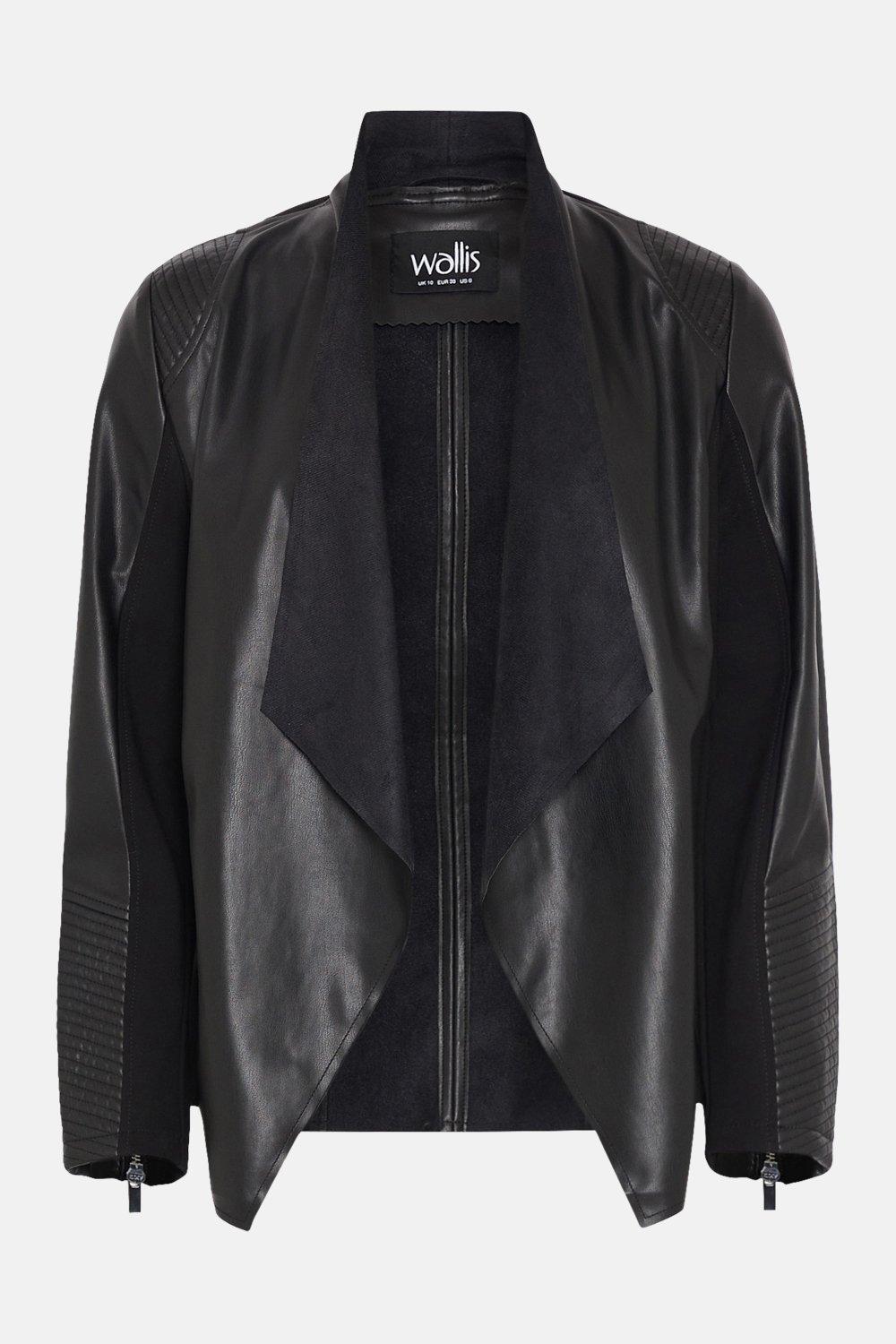 Black leather 2025 waterfall jacket