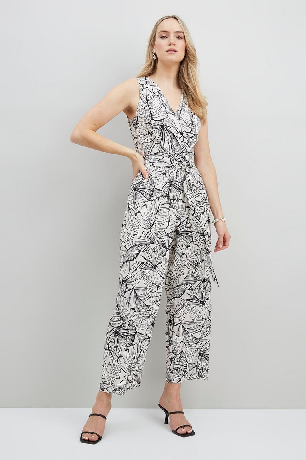 103 Sketch Palm Woven Jumpsuit image number 1