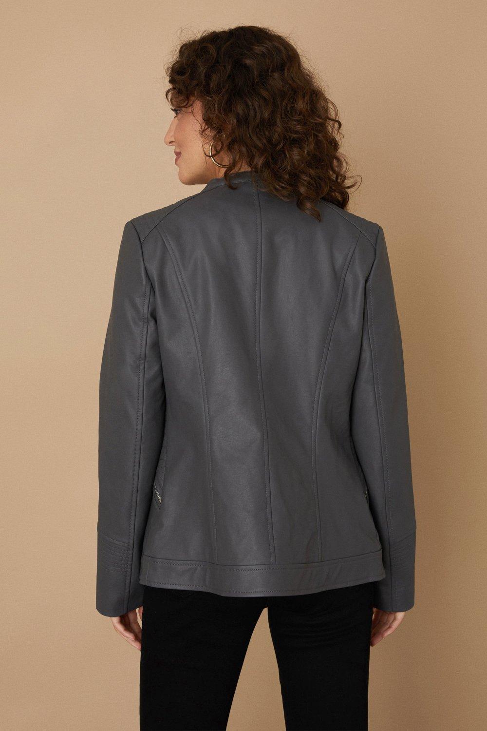 Wallis grey clearance faux leather jacket