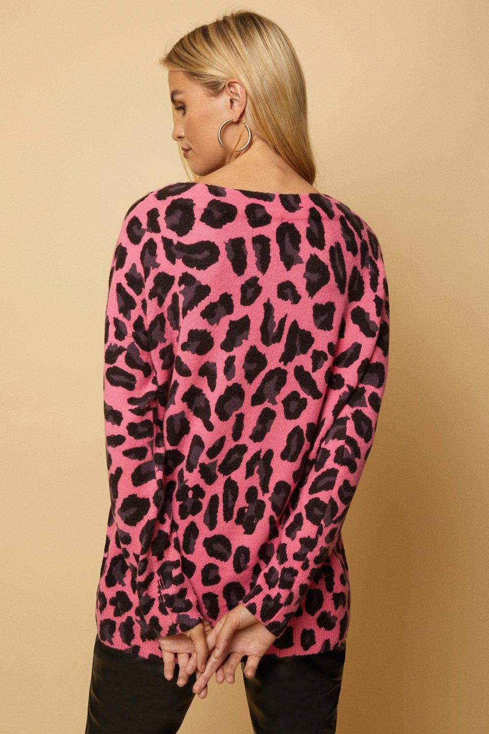 Pink leopard 2025 print jumper