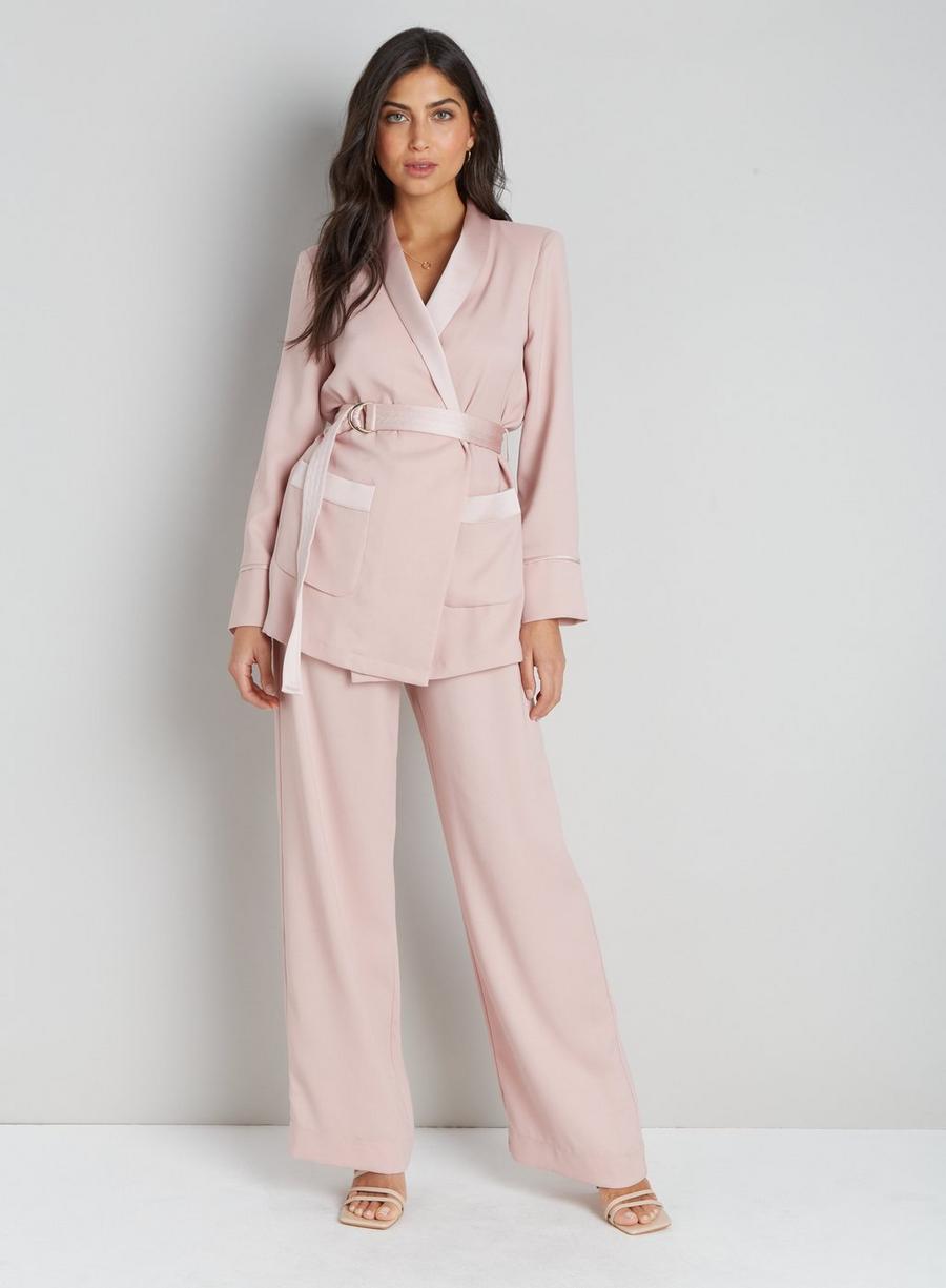 Oyster Satin Suit Trouser