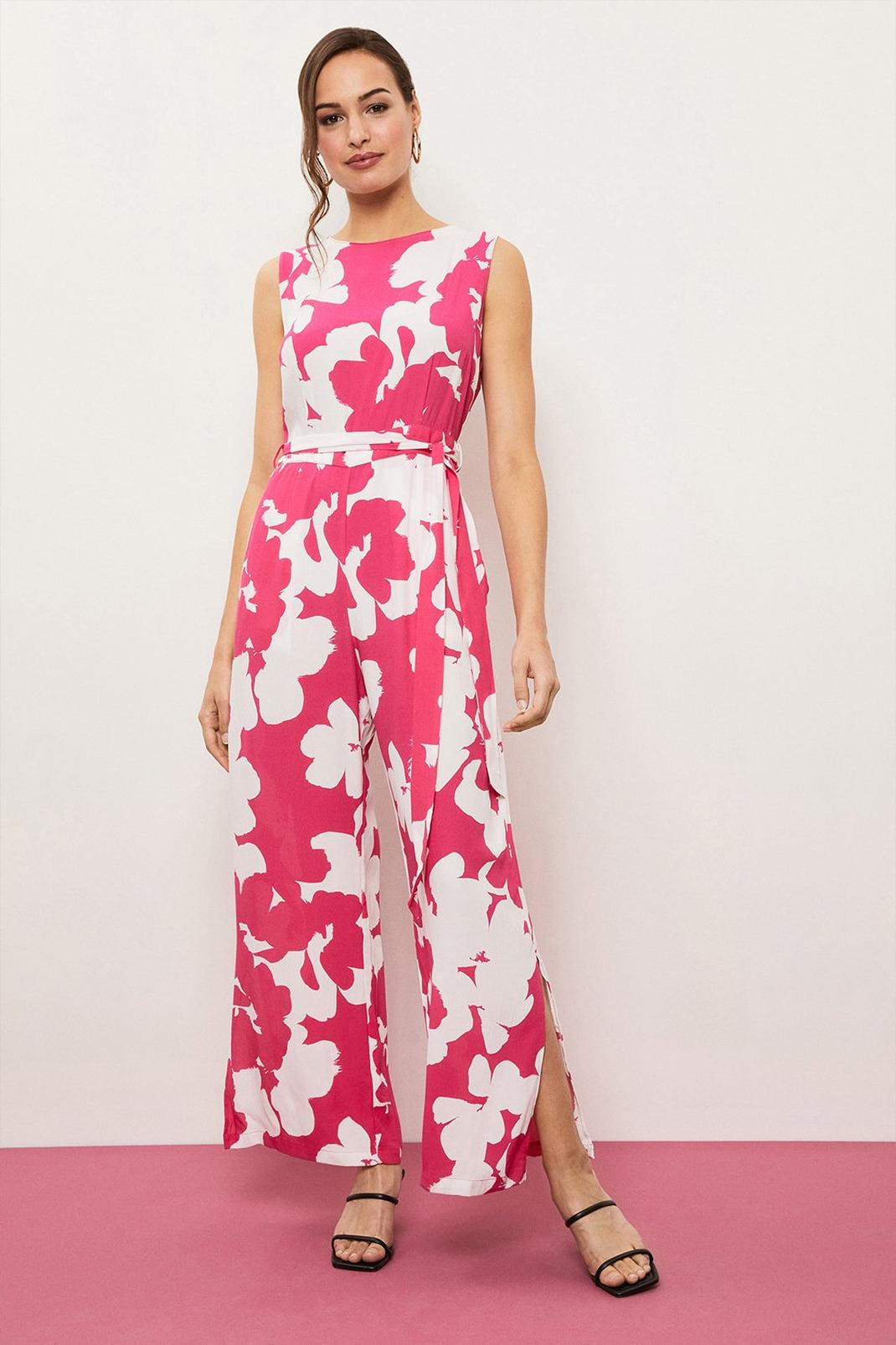 Pink Flower Woven Jumpsuit image number 1