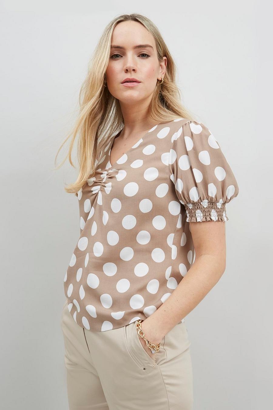 Taupe Spot Short Sleeve Top