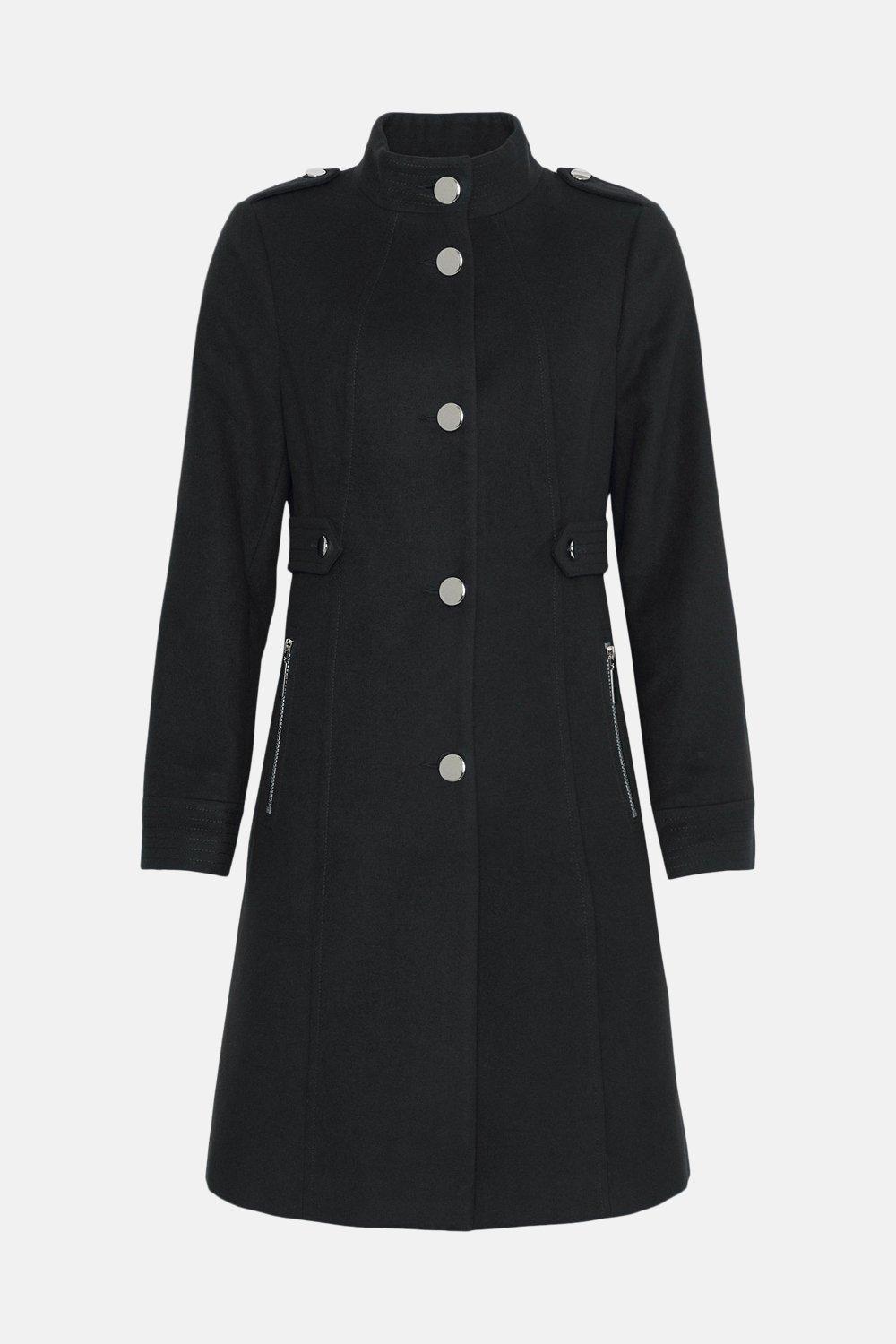 Wallis black 2025 funnel neck coat