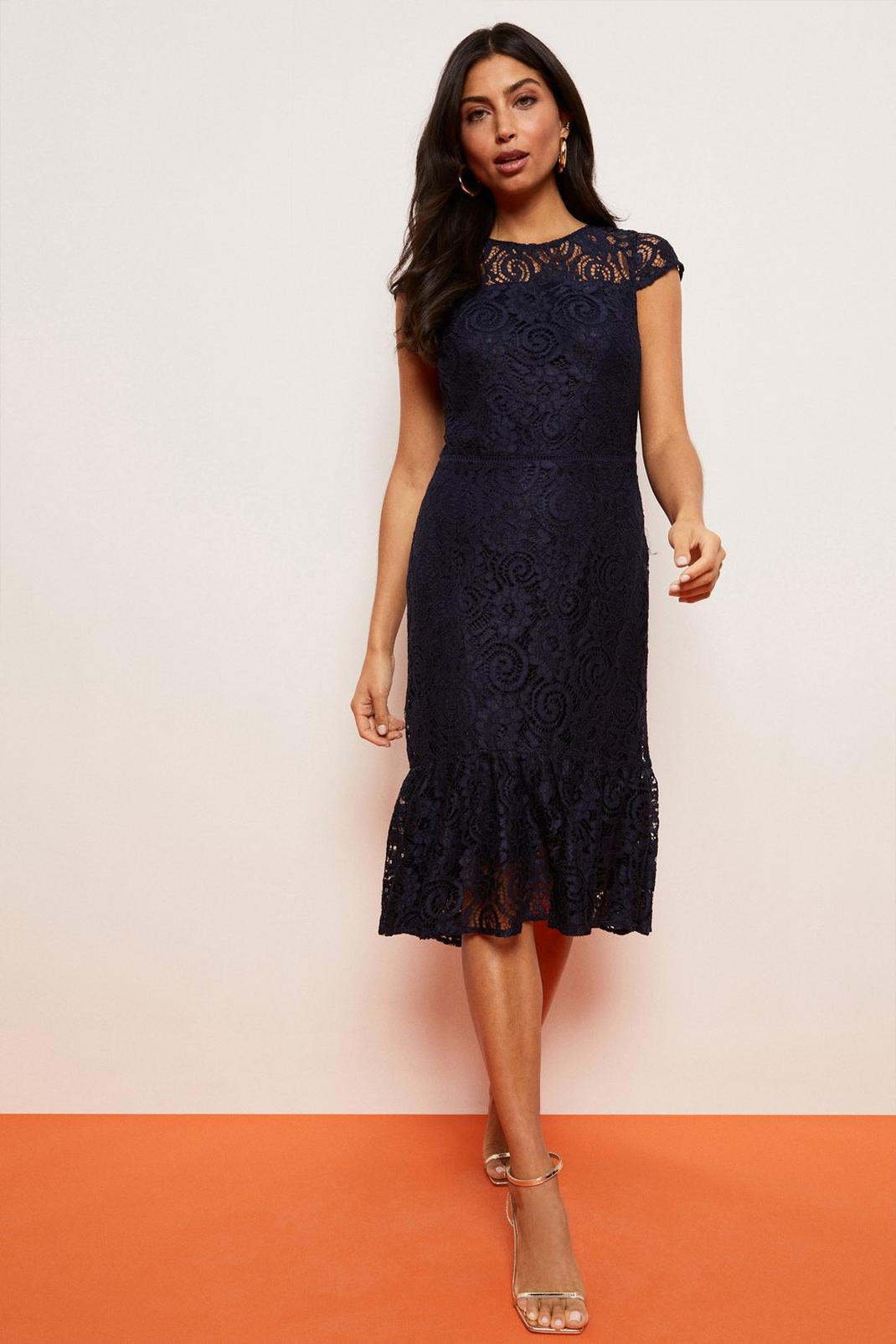 Ink Fishtail Lace Dress image number 1