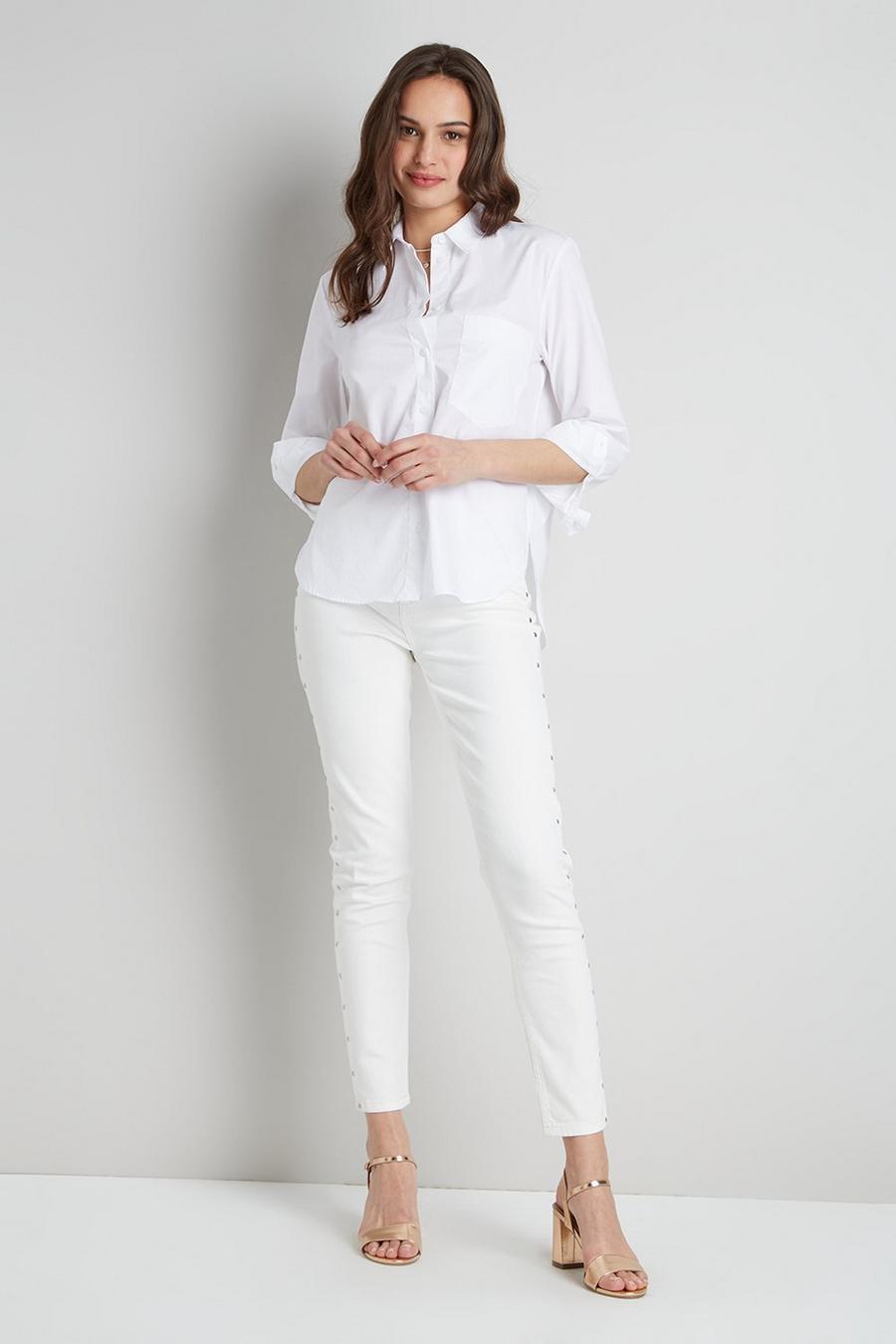 White Stud Side Seam Skinny Jean