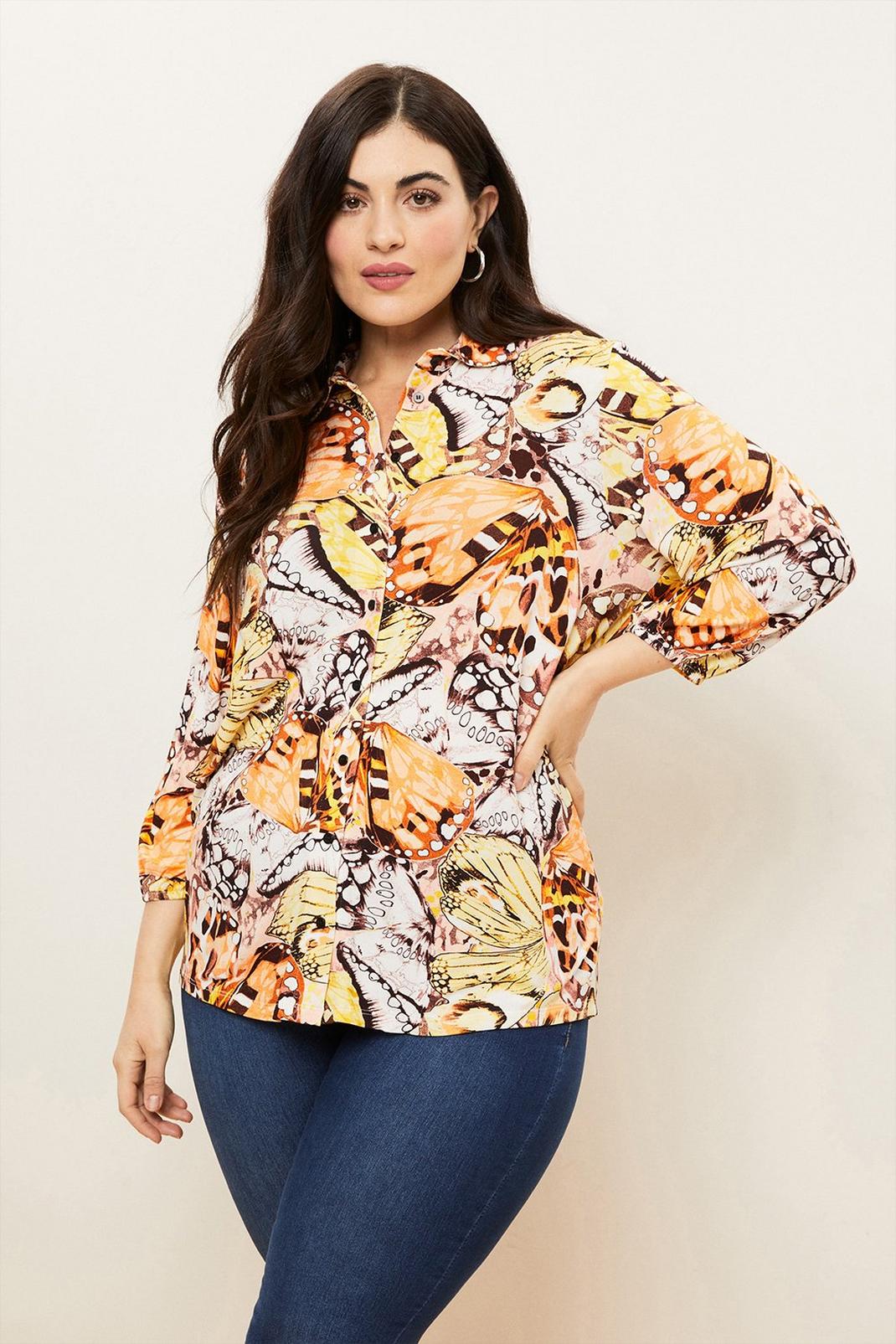 Orange Curve Butterfly Jersey Shirt image number 1