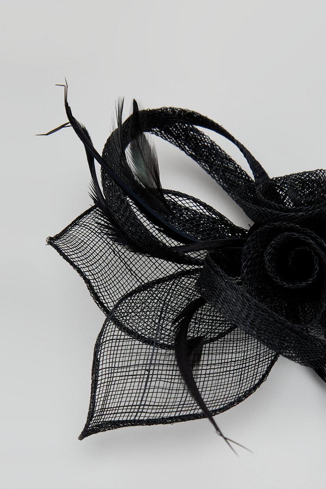 Black Feather And Bow Fascinator image number 1