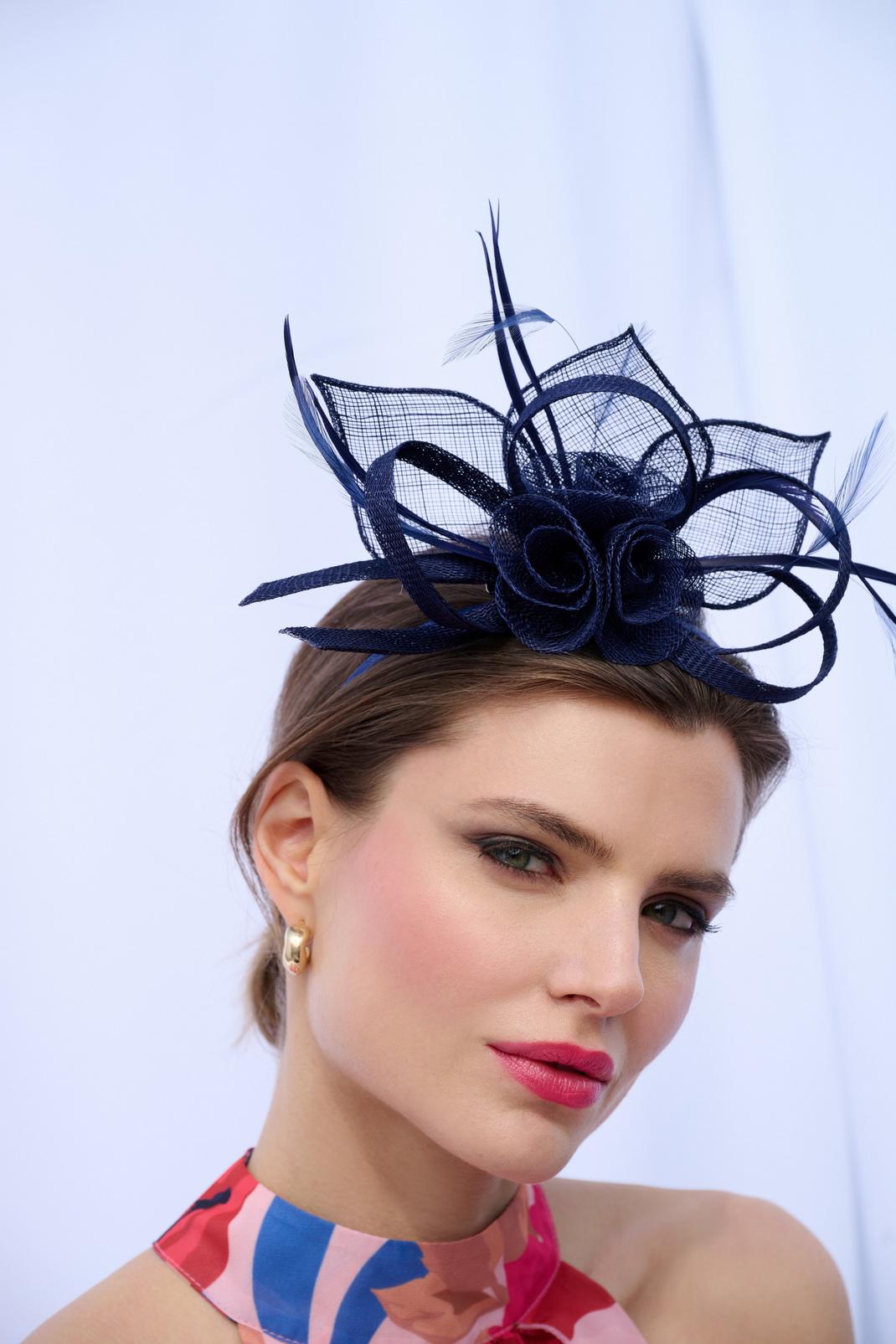 Navy Feather And Bow Fascinator image number 1