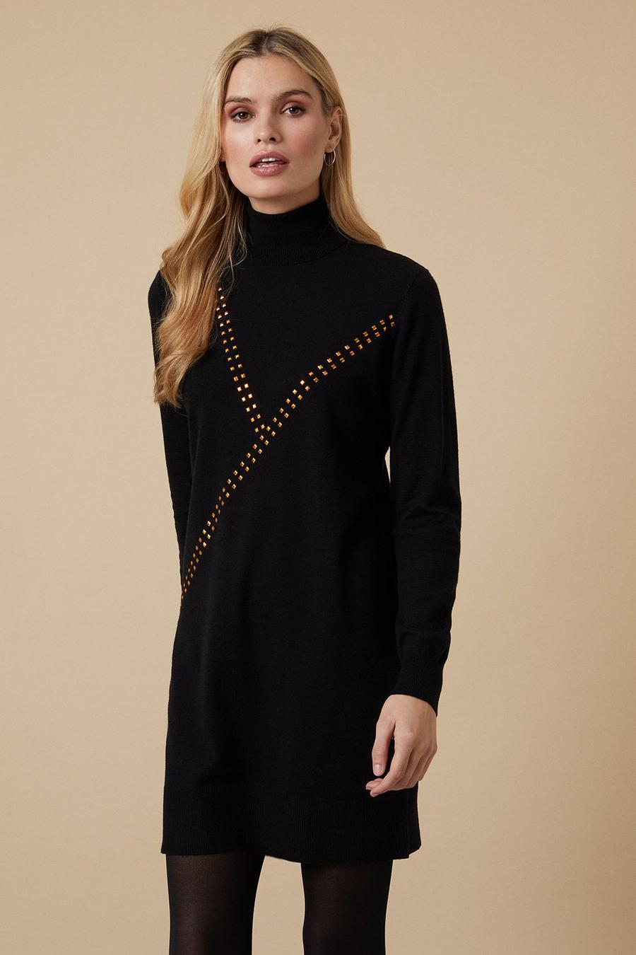 Stud Detail Knitted Dress