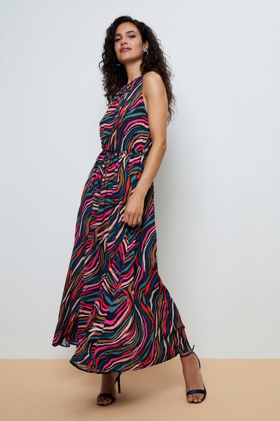 Multi Zebra Print Maxi Dress