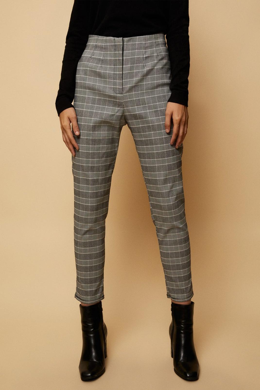 White Black Check Stretch Trouser image number 1