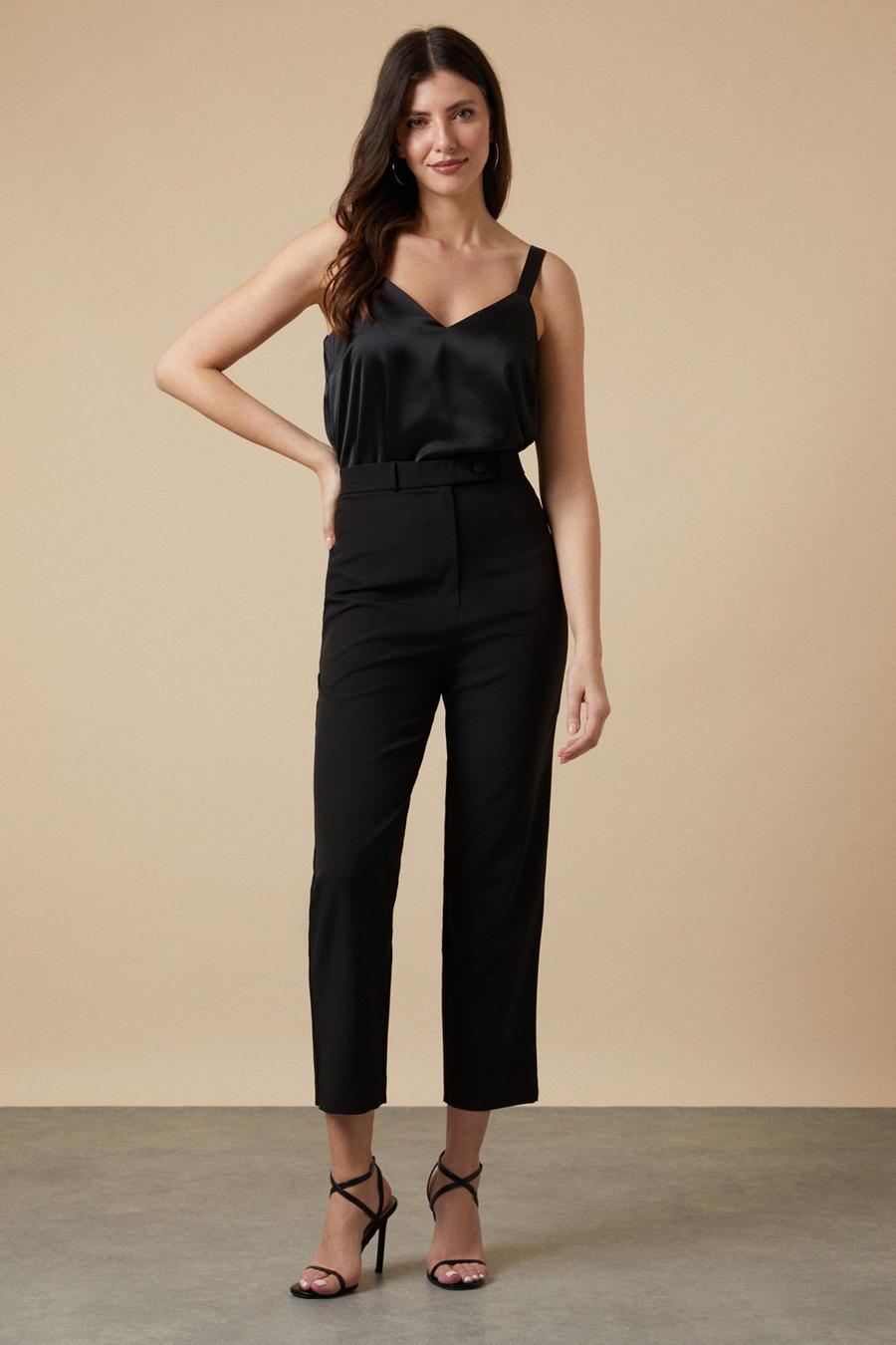 Tapered Button Front Suit Trousers