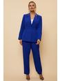 Cobalt Petite D-ring Belted Single Breasted Suit Blazer
