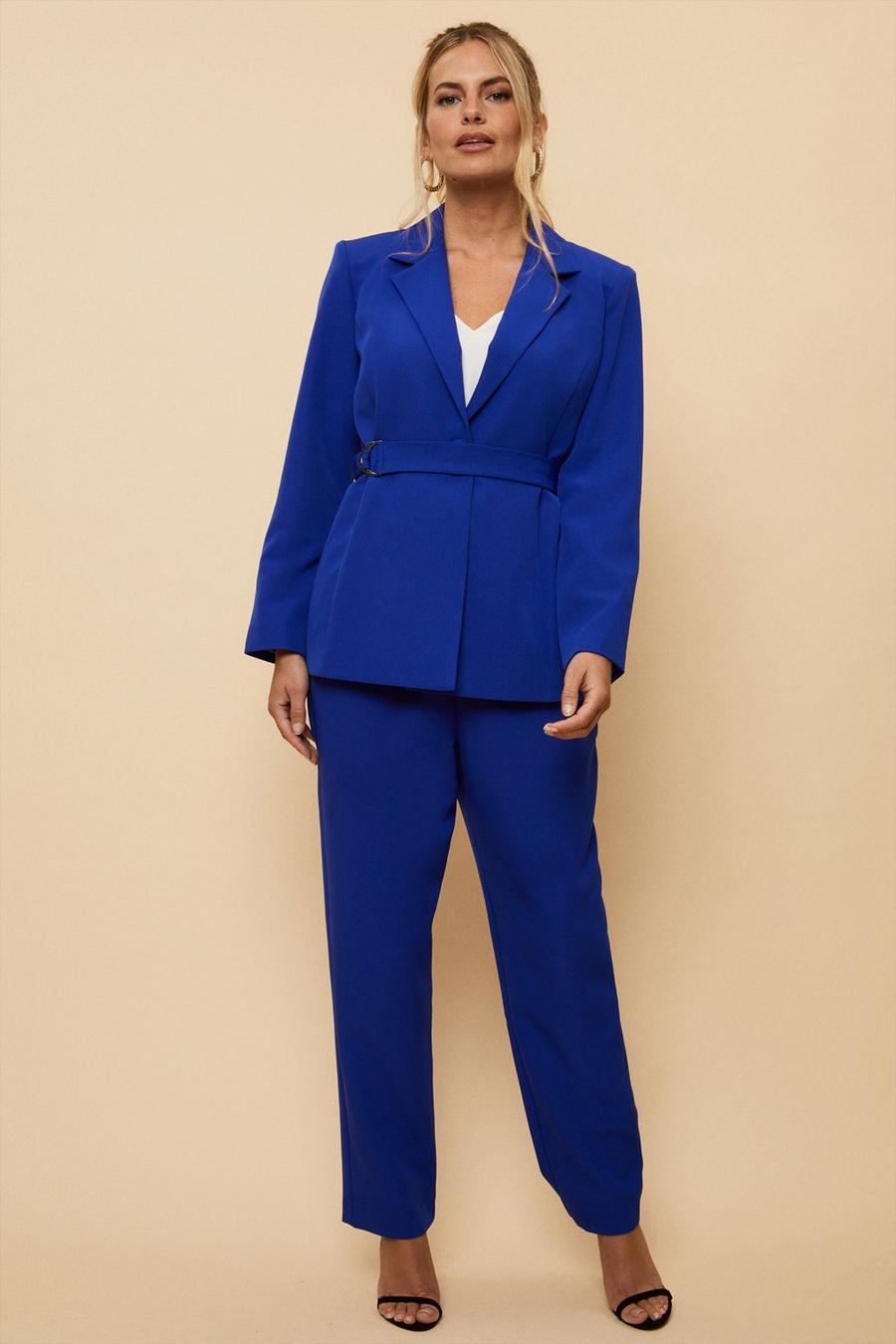 Petite D-ring Belted Single Breasted Suit Blazer