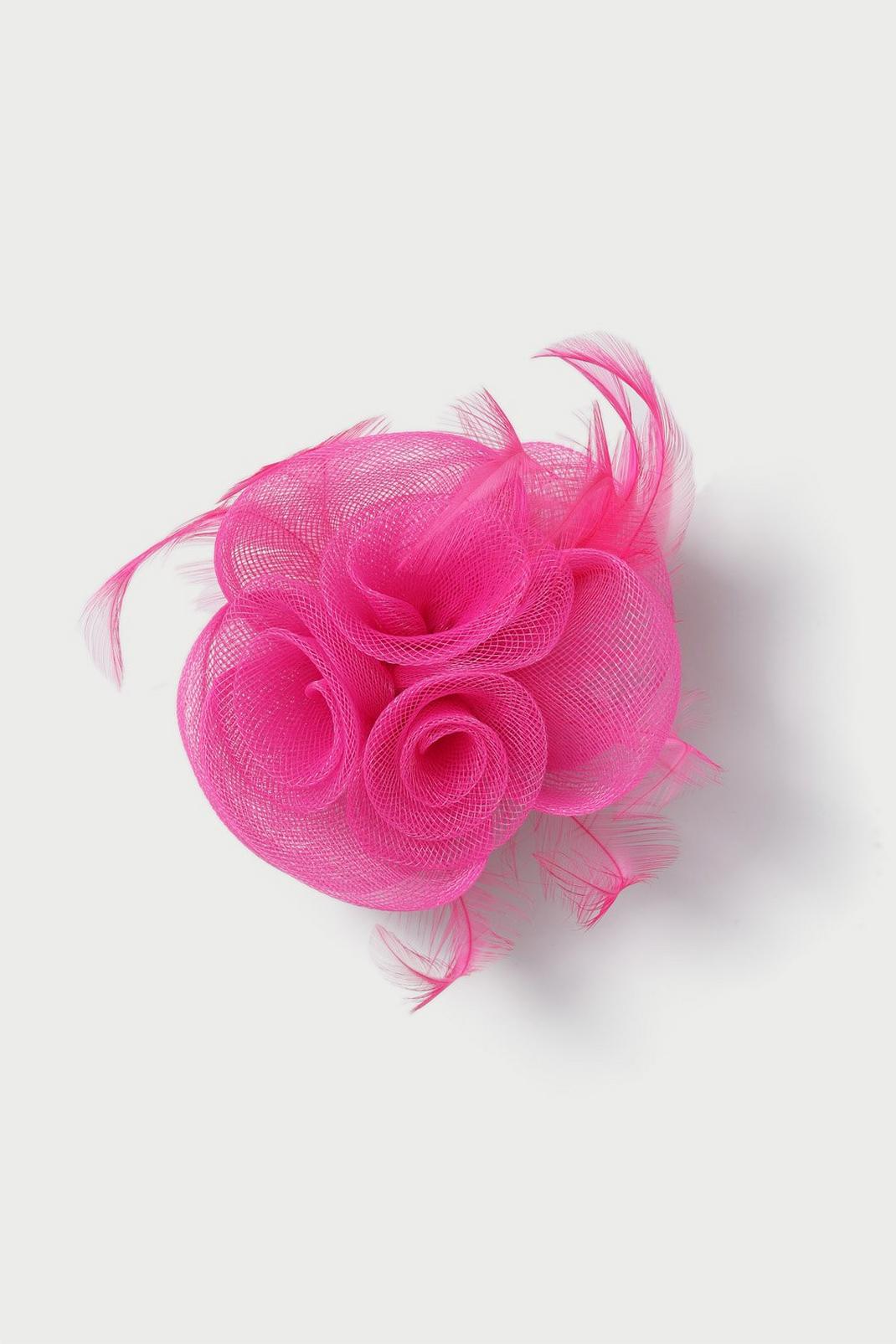 Fuchsia Flower Feather Fascinator image number 1