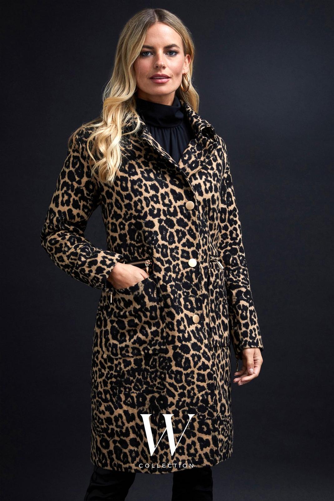 Animal Petite Leopard Zip Detail Coat image number 1