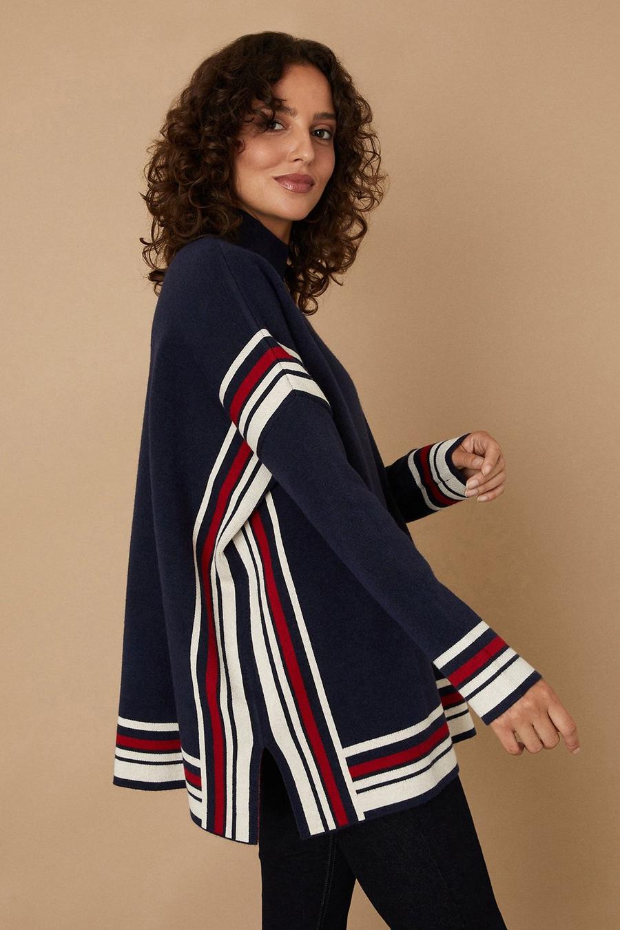 Tipped Striped Oversized Jumper