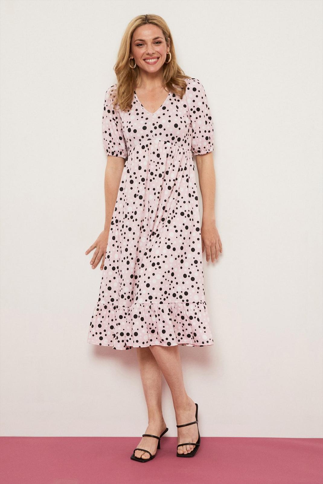 Blush Mono Spot Jersey Midi Dress image number 1