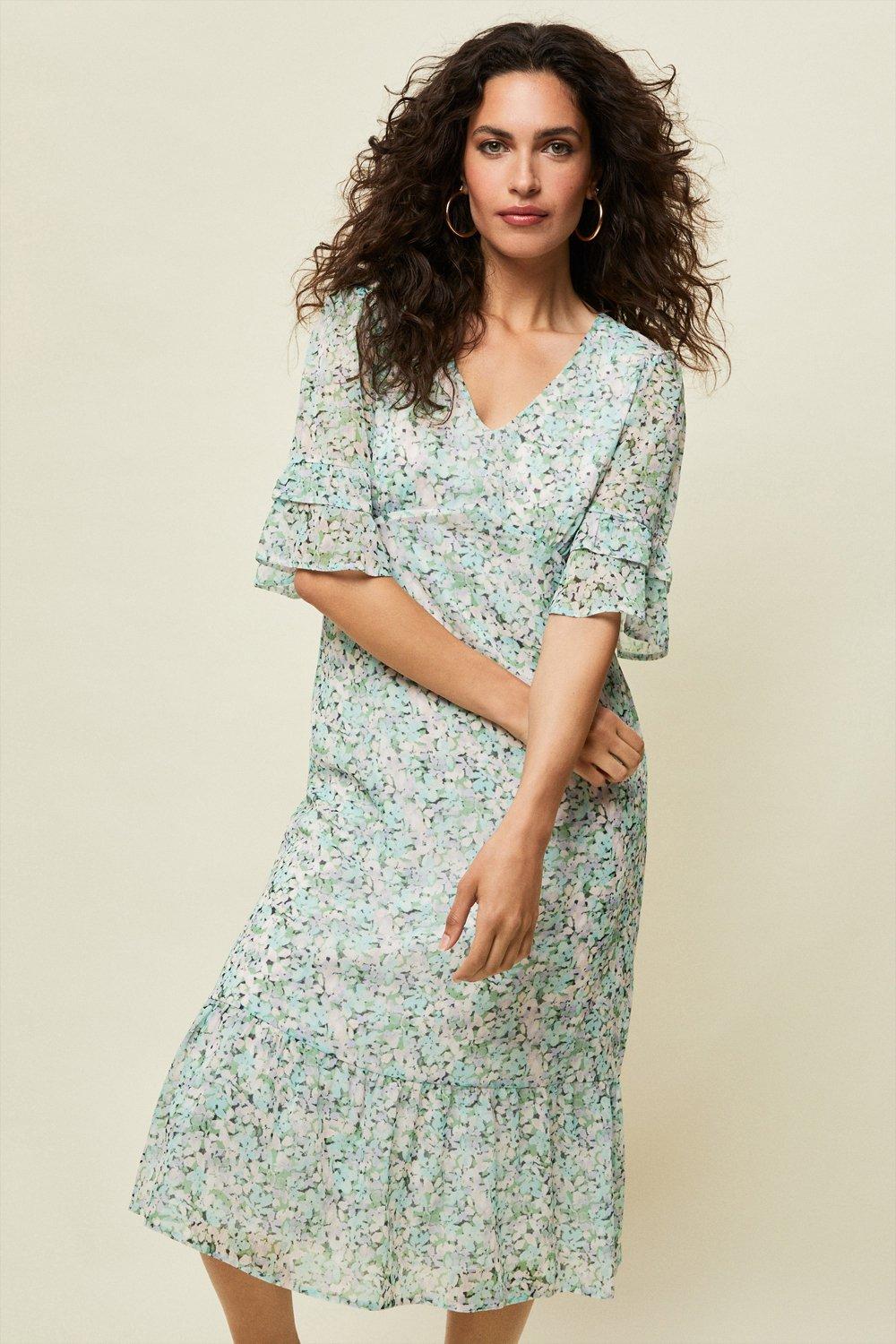 Green floral hot sale tea dress