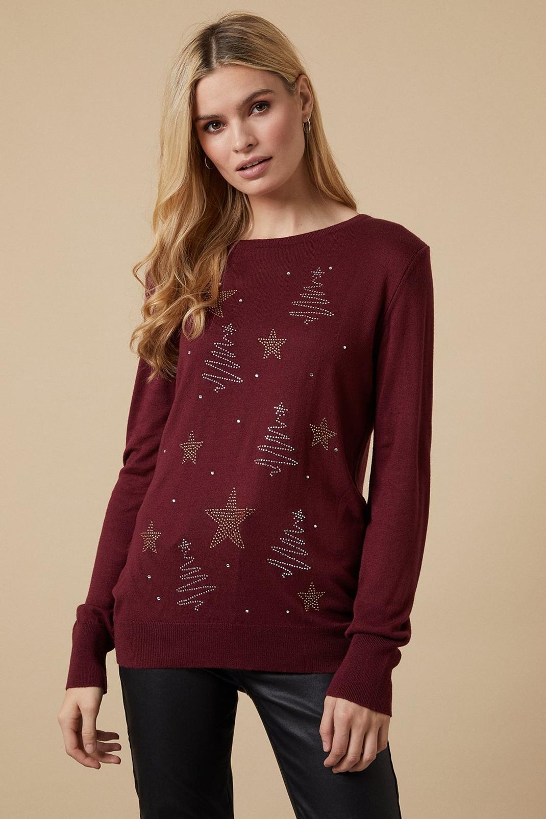 Berry Scatter Xmas Tree Jumper image number 1