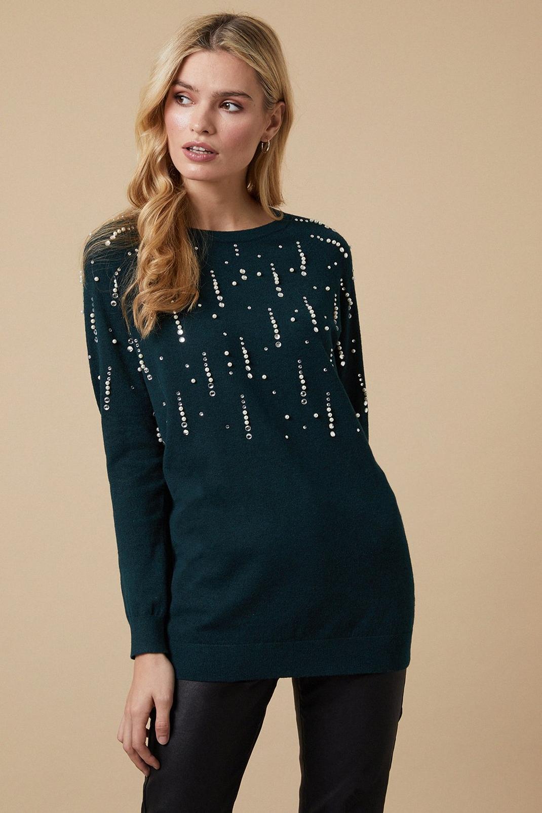 Forest Pearl Raindrop Embellished Tunic image number 1