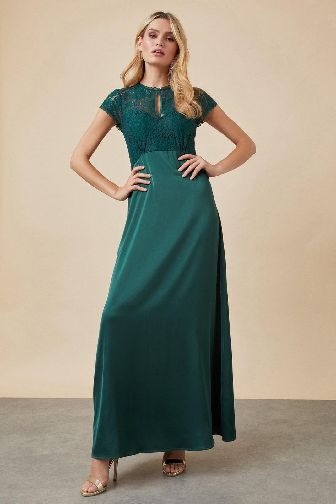 Emerald Lace Mix Maxi Dress image number 1