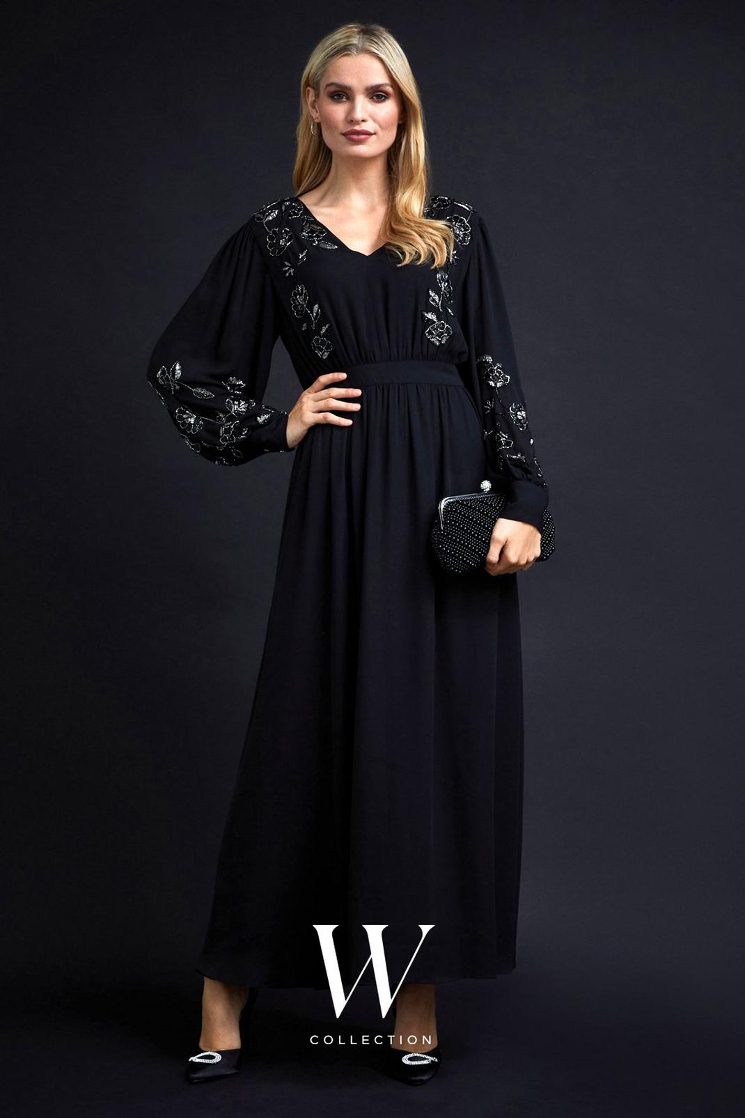 Black Embellished Detail Maxi Dress image number 1