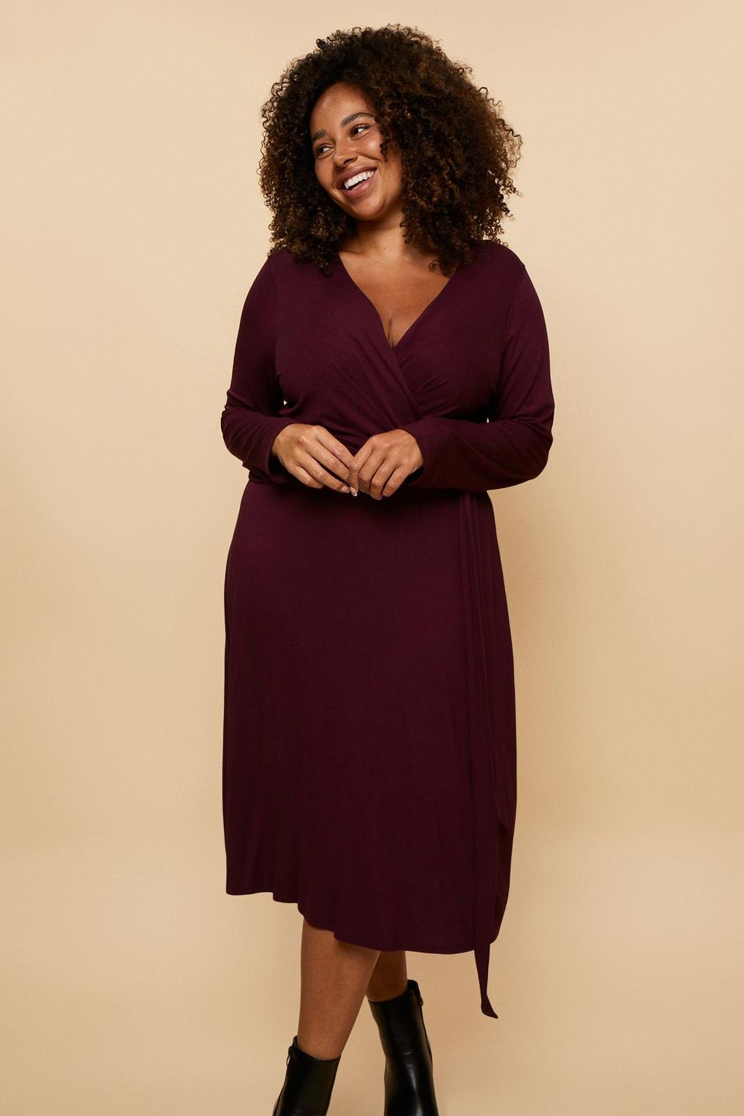 Curve Berry Wrap Jersey Dress image number 1