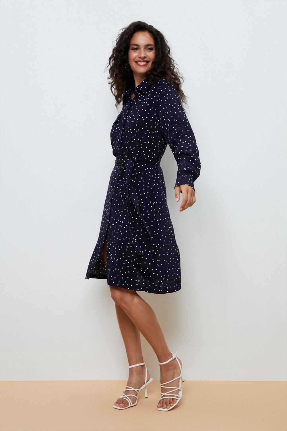 Navy Spot Pocket Detail Shirt Dress Wallis EU