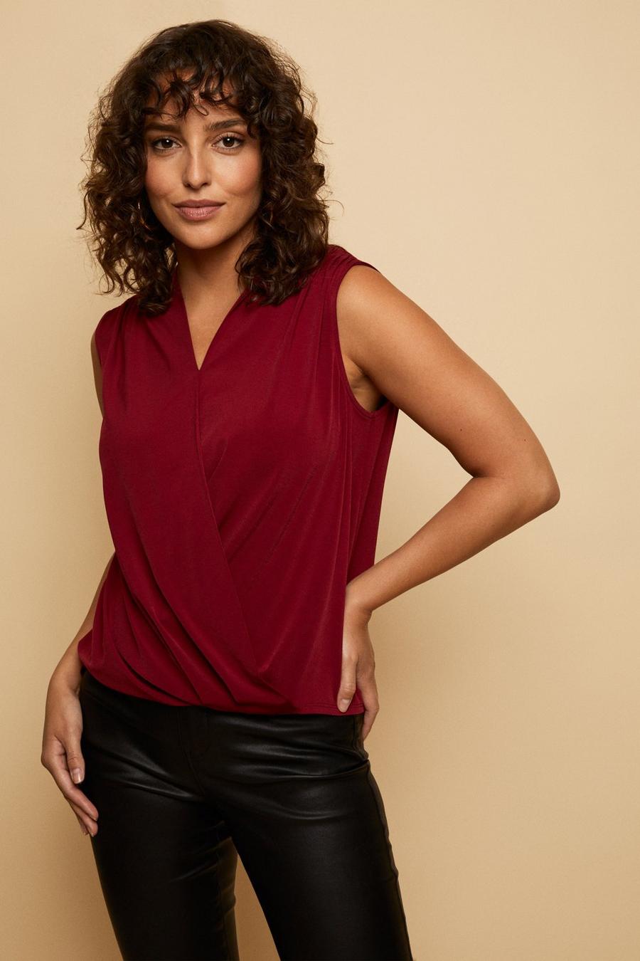 Berry Jersey Wrap Top