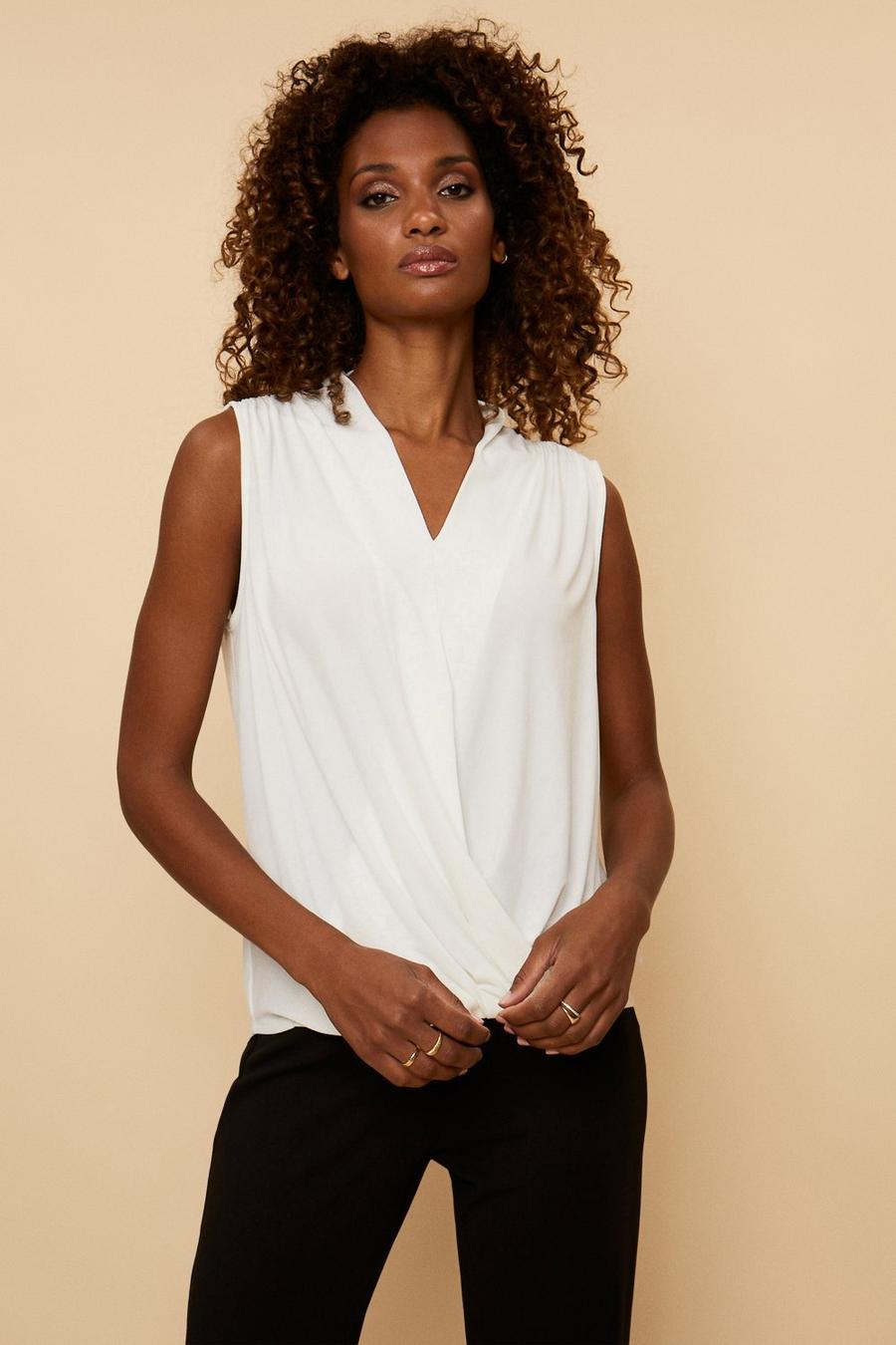 Ivory Jersey Wrap Top