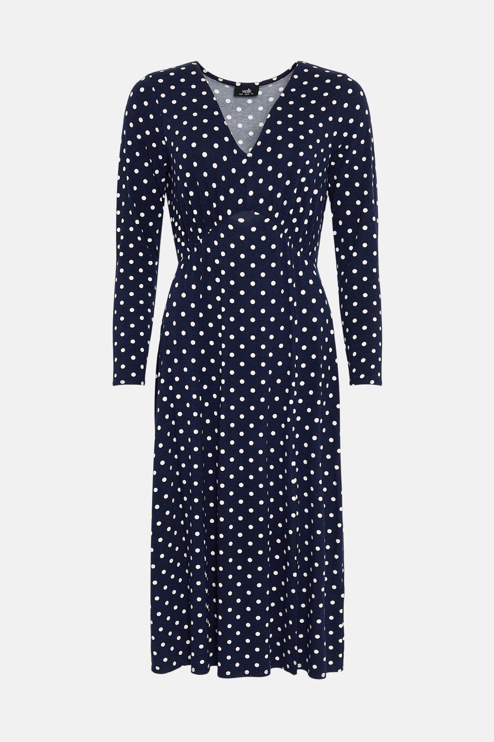 Wallis navy and white spotted outlet dress
