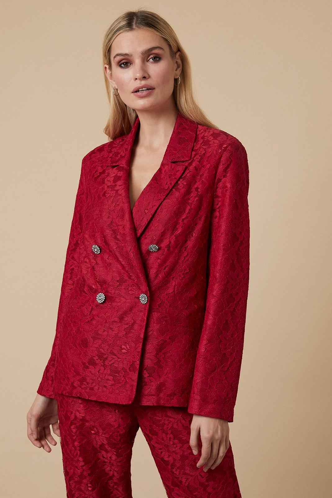 Berry Lace Blazer image number 1
