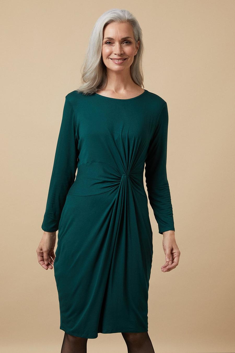 Green Knot Side Jersey Dress