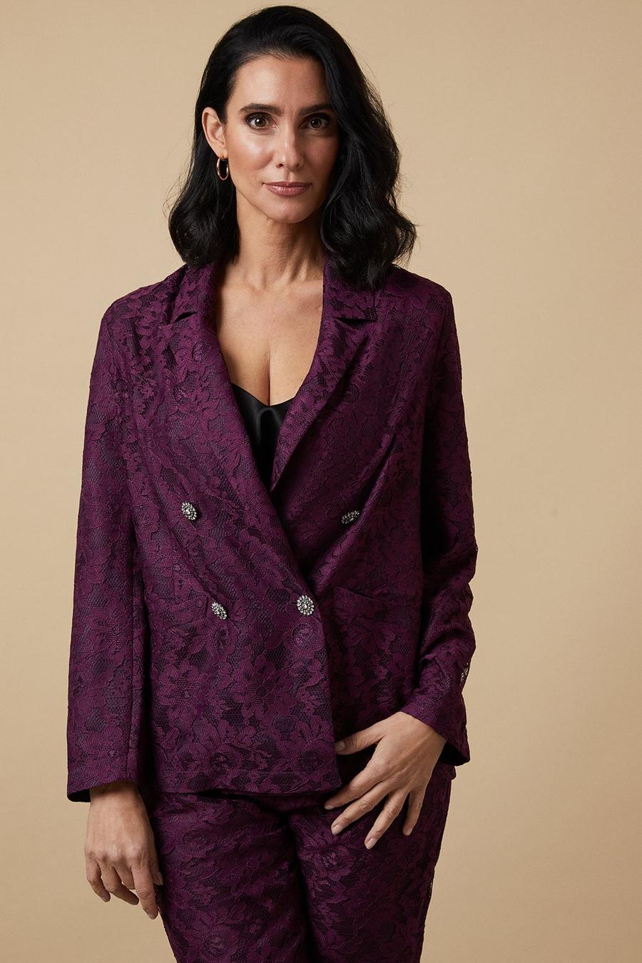 Petite Purple Lace Blazer