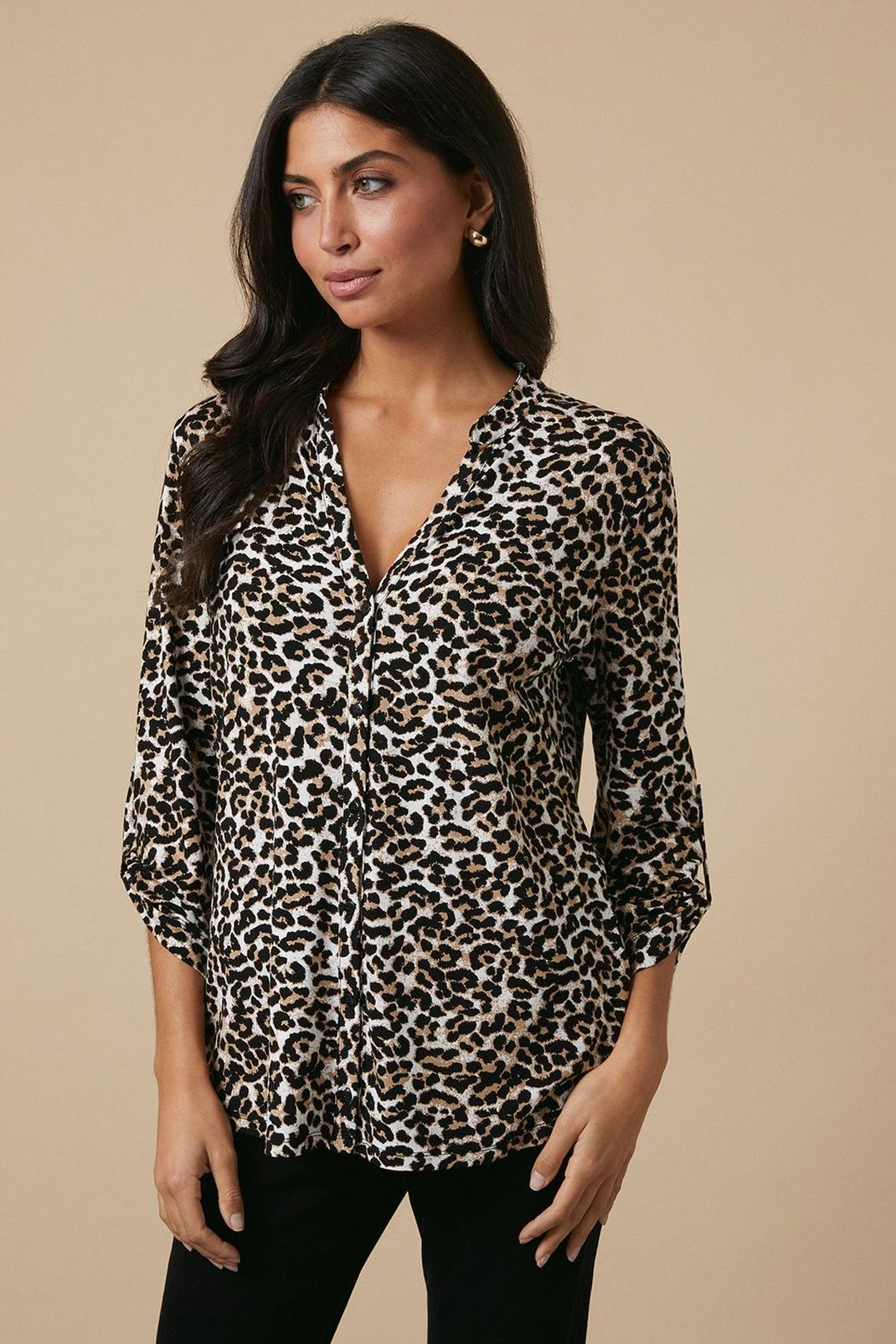 Neutral Animal Button Down Jersey Shirt image number 1