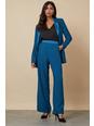 Teal Satin Wide Leg Trousers
