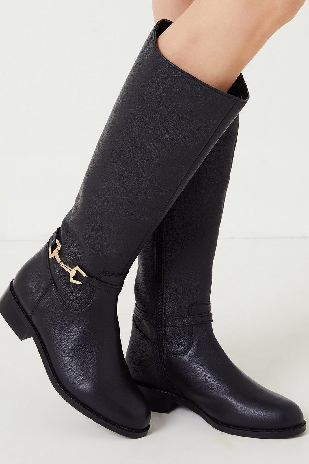 Black Leather Winona Long Riding Boots image number 1