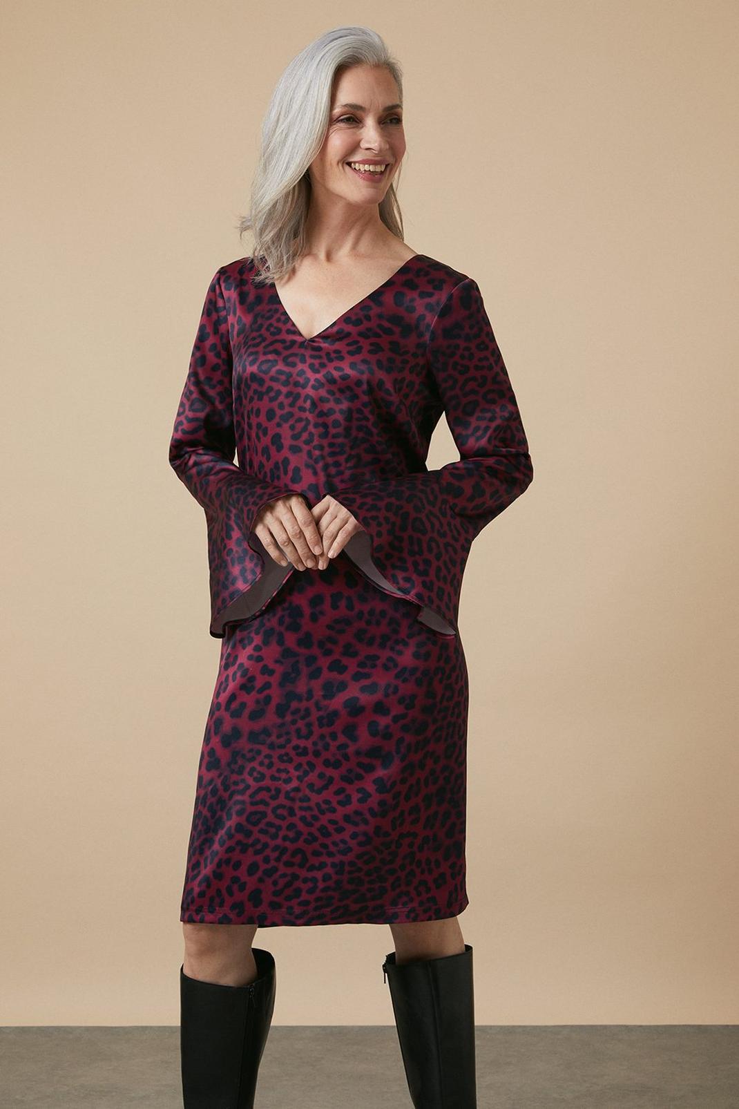 Tall Berry Leopard  Shift Dress image number 1